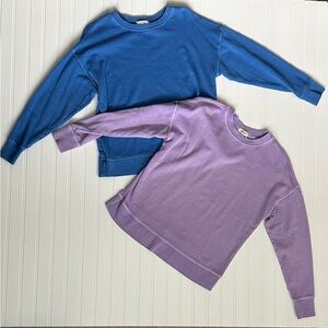 Blue and Lavender Crewneck Sweatshirts
